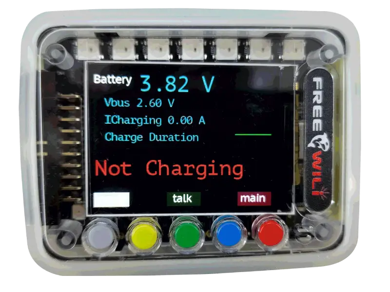 The about screen showing battery discharging