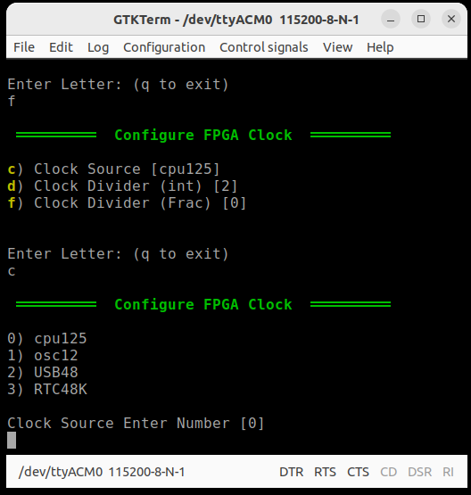 The FPGA settings.