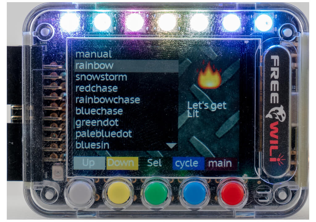 The FREE-WILi Light Show App controls the 7 LEDs.