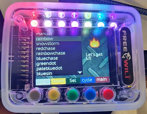 The FREE-WILi Light Show App controls the 7 LEDs.