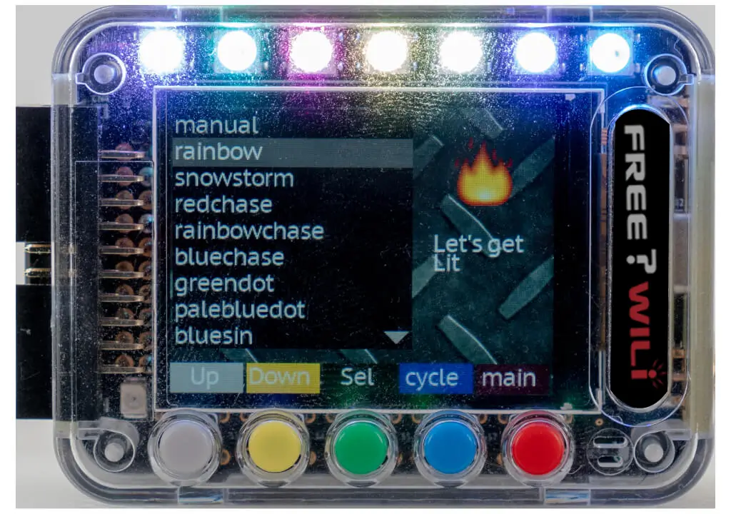 The FREE-WILi Light Show App controls the 7 LEDs.