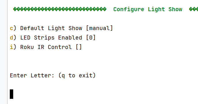 Settings for the Light Show